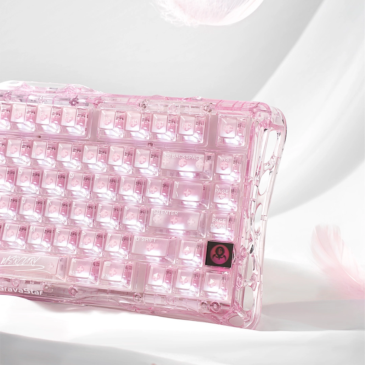 Bàn phím cơ GravaStar Mercury K1 Lite - Crystal Rose - Thân vỏ trong suốt, nhẹ hơn