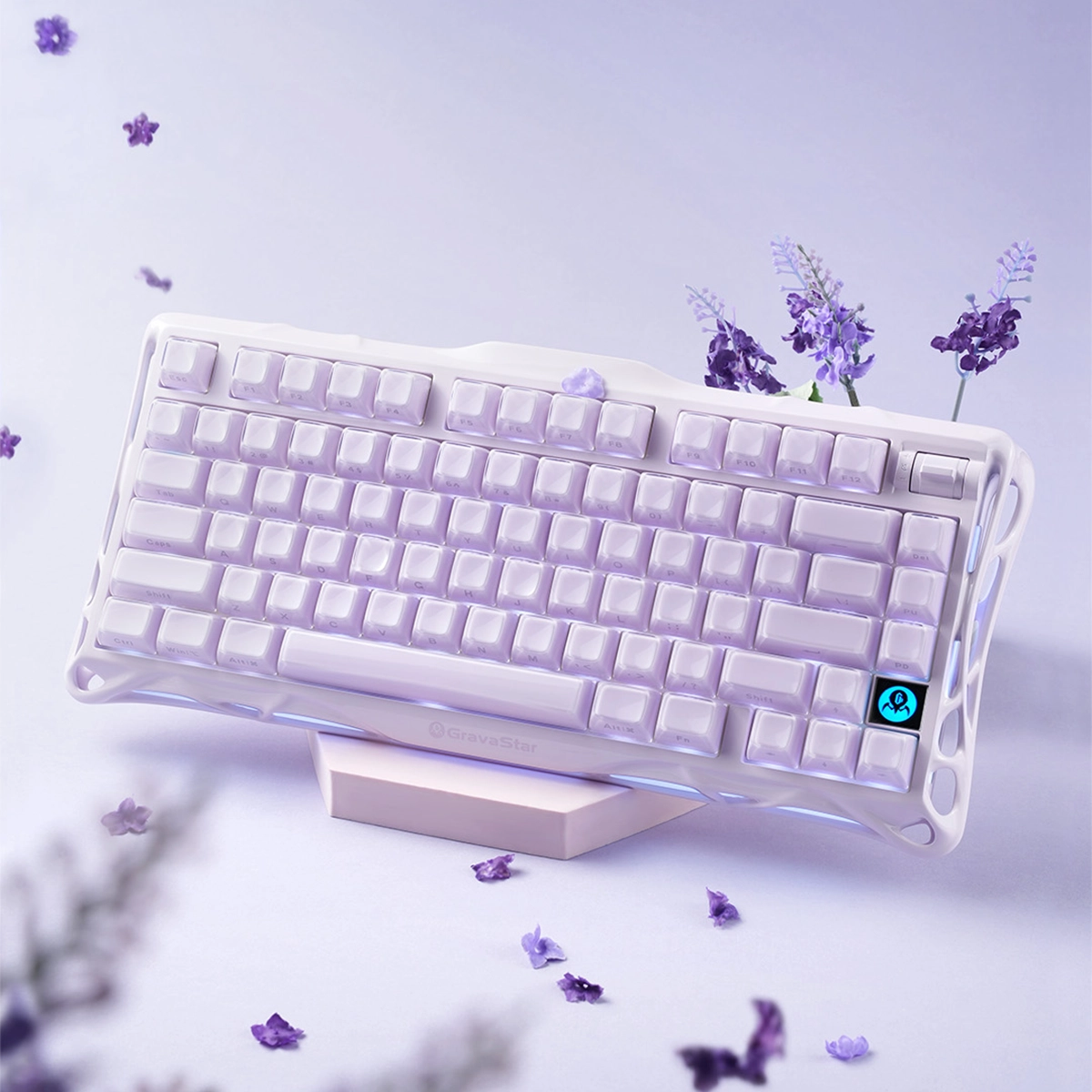Bàn phím cơ GravaStar Mercury K1 Special Edition - Lavender Purple - Thiết kế 75% với núm xoay đa năng