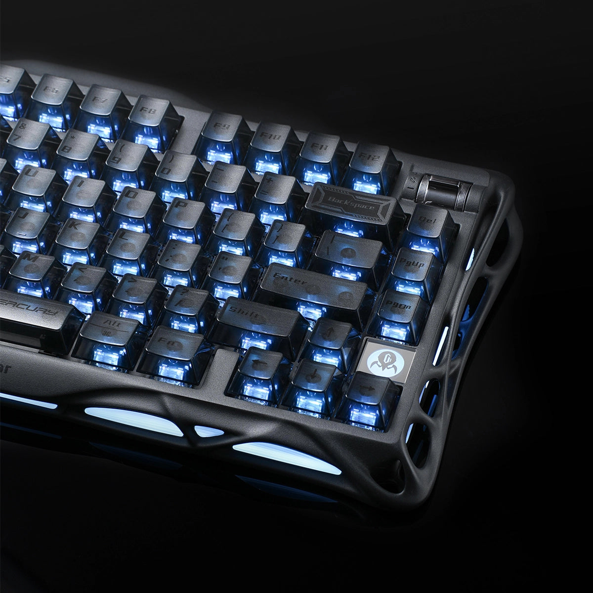 Bàn phím cơ GravaStar Mercury K1 - Stealth Black - Thiết kế 75% với núm xoay đa năng