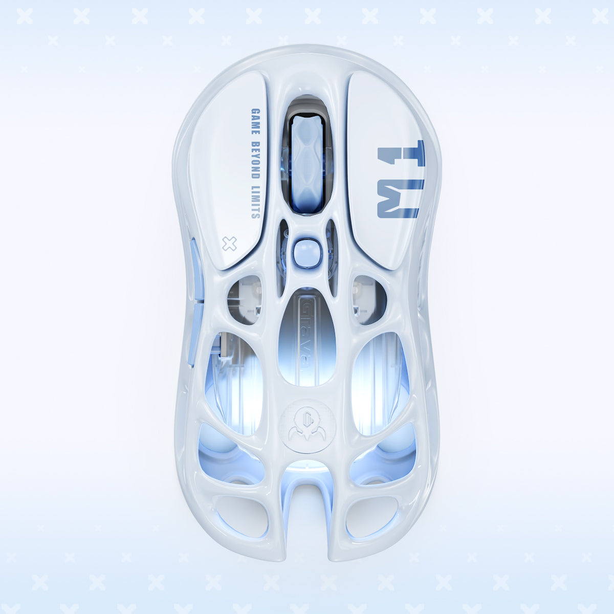 Chuột gaming không dây GravaStar Mercury M1 Pro Special Edition - Ice Blue - Khung xương hợp kim magie