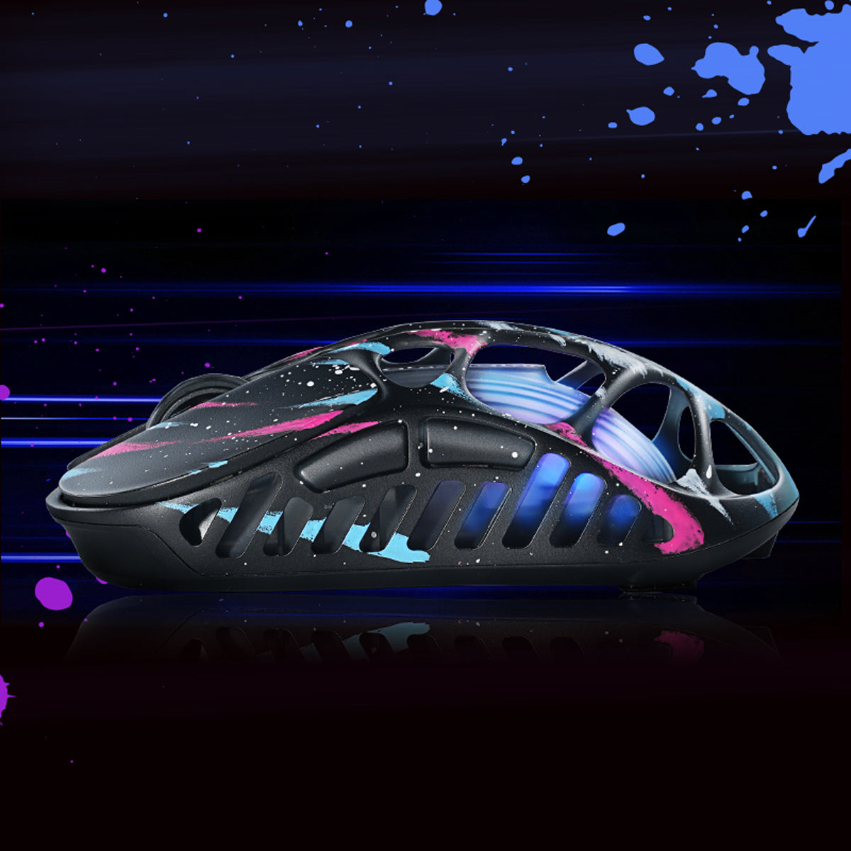 Chuột gaming không dây GravaStar Mercury X Pro Special Edition - Neon Graffiti - Siêu nhẹ 49g