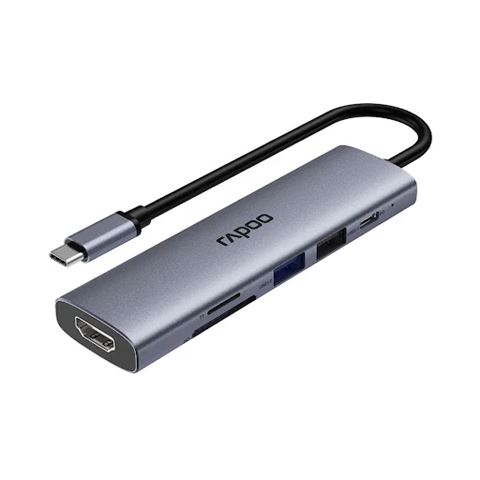 Bộ chuyển đổi USB-C ra đa cổng Rapoo XD61 | Hub chuyển đổi USB Type-C 6in1